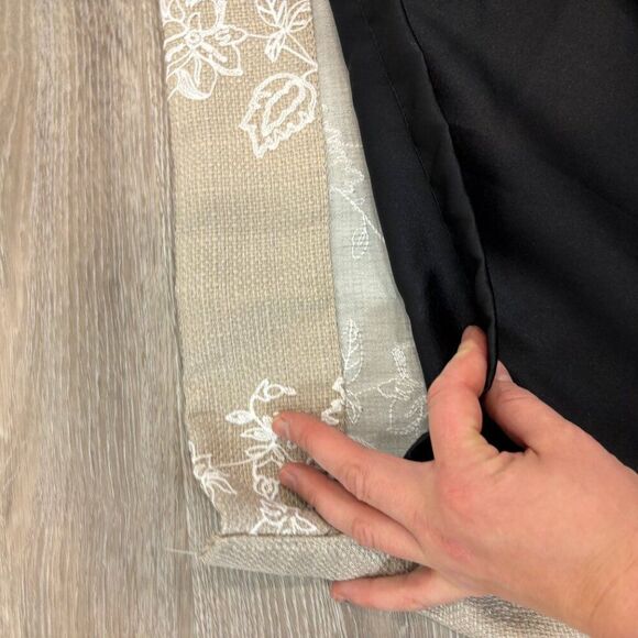 Linen Floral Embroidered Rod Pocket Heavy weight Curtain - 52 in. W x 84 in. L - Picture 2 of 5